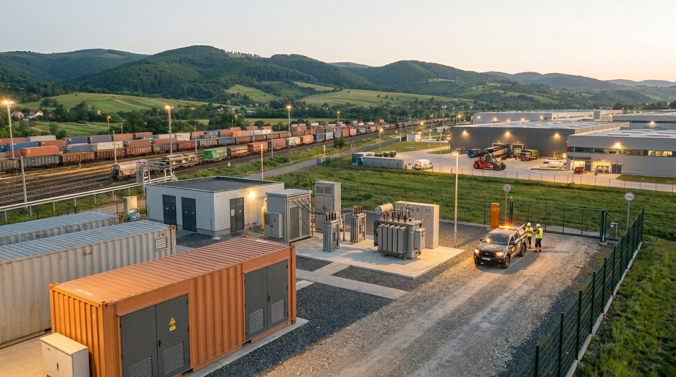 Horonda Energy infrastructure concept near industrial warehouses